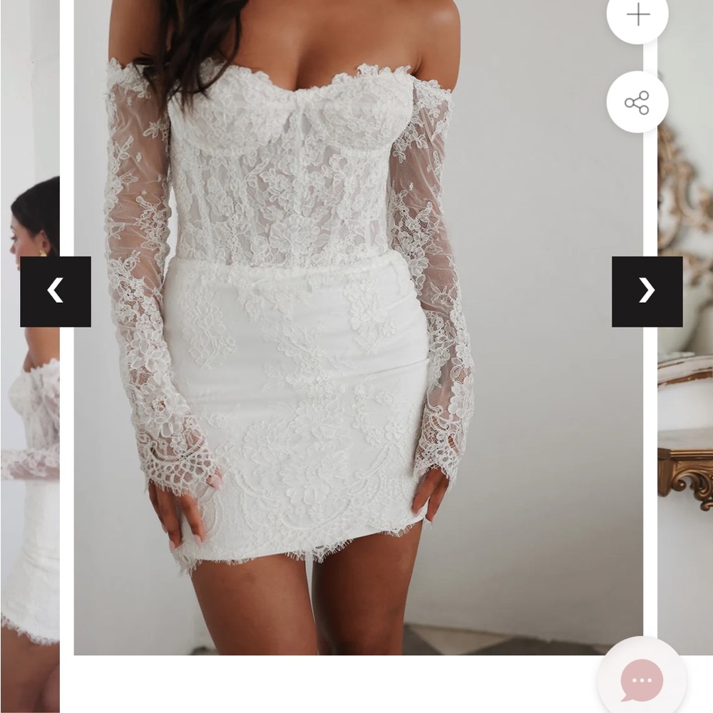 Off-Shoulder White Lace Mini Dress